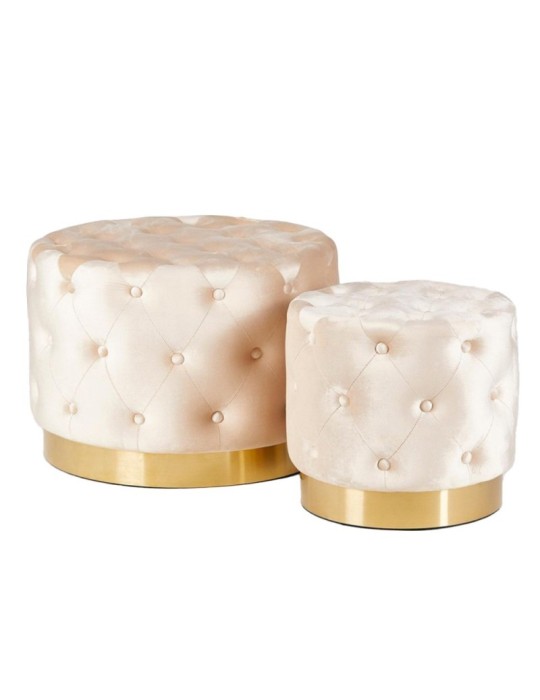 Pouf in Velluto Capitonné Hazelnut H40 Piccolo - Enzo De Gasperi (EDG)