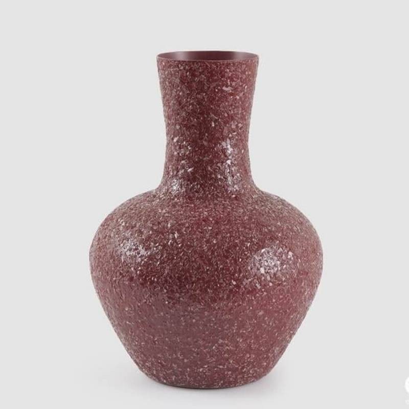 Vaso Crackle Anfora in Metallo Dark Pink H38 D26 cm - Enzo De Gasperi (EDG)