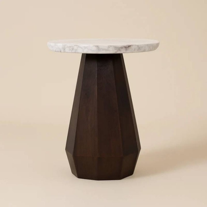 Richmond Tavolino Oberoy marmo e legno alto 45 cm
