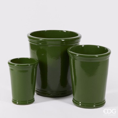 Vaso Svasato Glaze H41 D35 cm in Ceramica Verde Lucida -...
