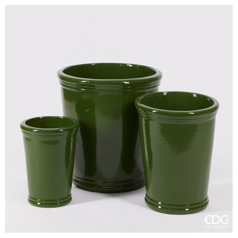 Vaso Svasato Glaze H41 D35 cm in Ceramica Verde Lucida - Enzo De Gasperi (EDG)