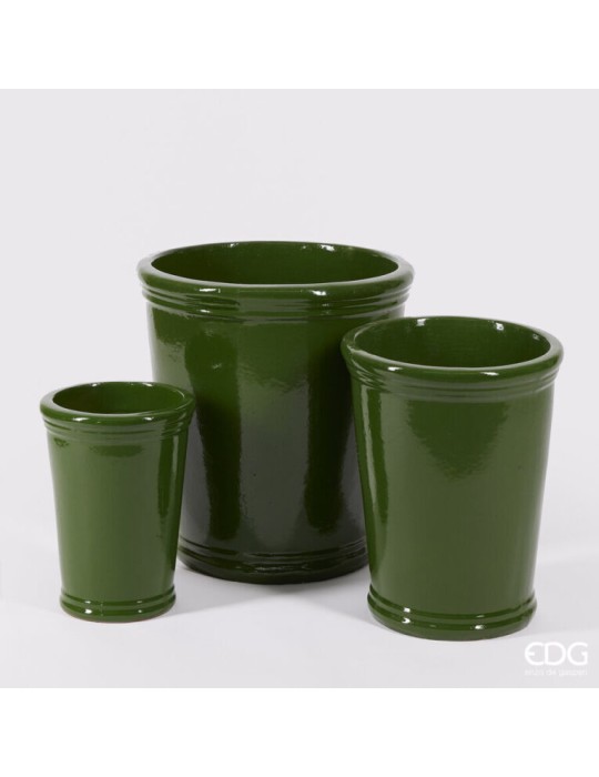 Vaso Svasato Glaze H41 D35 cm in Ceramica Verde Lucida - Enzo De Gasperi (EDG)