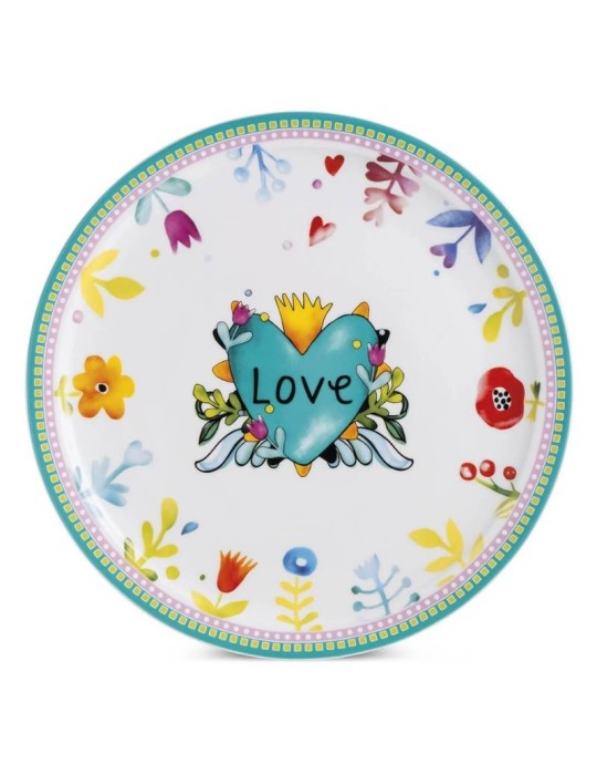Piatto Torta Love Turchese D31 cm in Porcellana - Egan