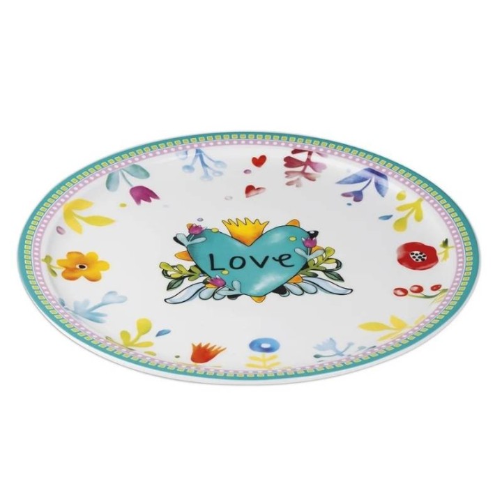 Egan Piatto da torta Love turchese in porcellana Ø 31 cm