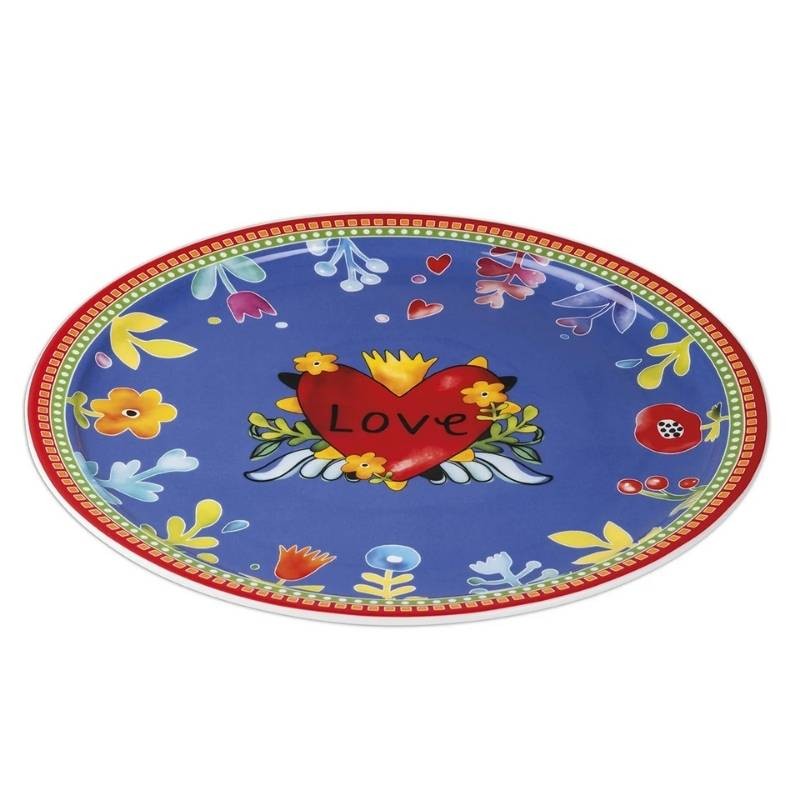 Piatto Torta Love Rosso D31 cm in Porcellana -...