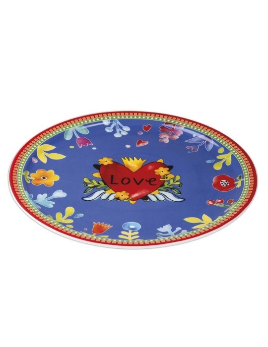 Piatto Torta Love Rosso D31 cm in Porcellana -...