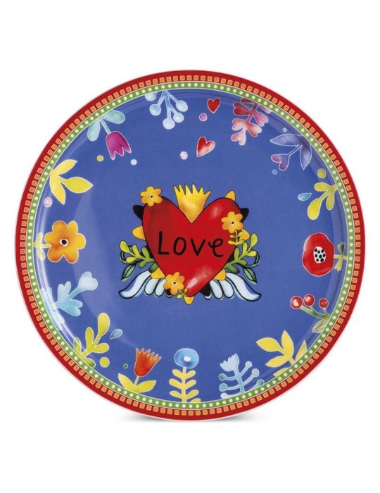 Piatto Torta Love Rosso D31 cm in Porcellana - Egan