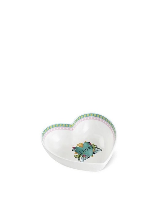 Vuotatasche Love Turchese 17x5 cm in New Bone China - Egan