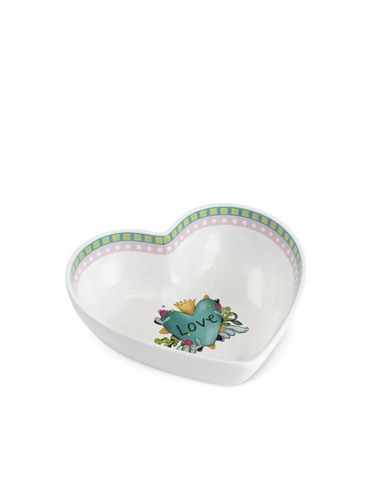 Centrotavola Love Turchese 23x6,5 cm in New Bone China - Egan