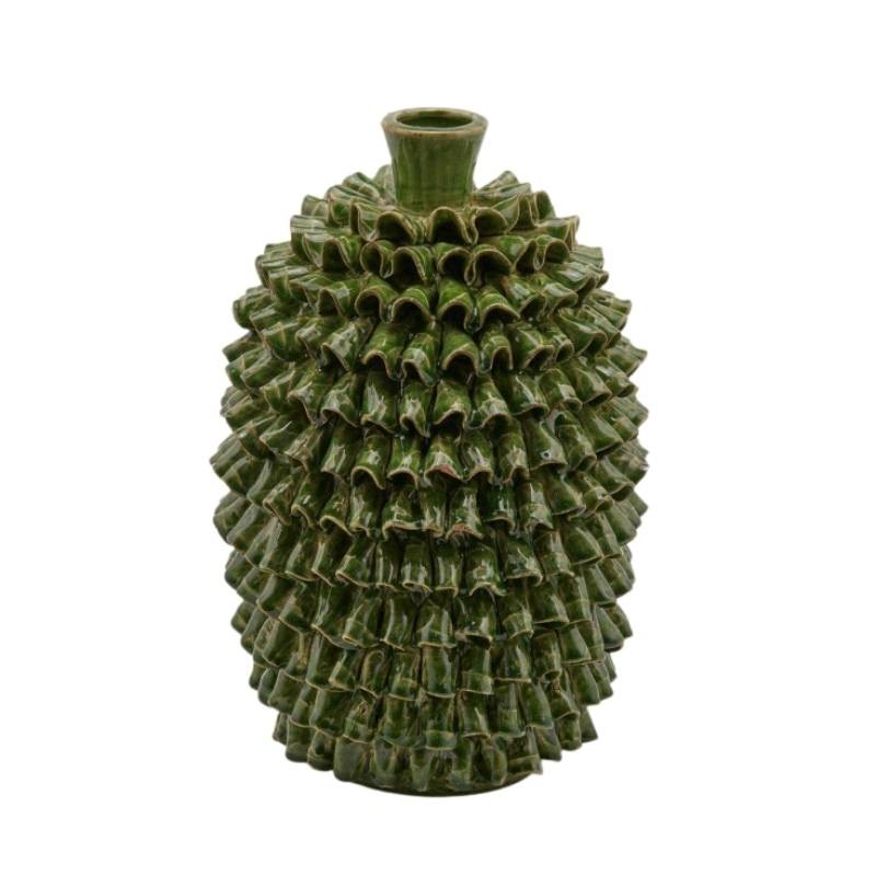 Vaso Chakra a Balze in Ceramica Verde H.33 cm D.21,5 cm - EDG Enzo De Gasperi