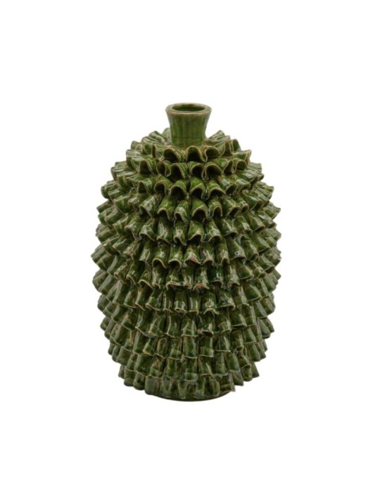 Vaso Chakra a Balze in Ceramica Verde H.33 cm D.21,5 cm - EDG Enzo De Gasperi