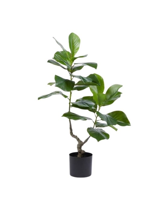 Pianta Artificiale Ficus Chic H90 cm a 2 Rami con Vaso Nero - Enzo De Gasperi (EDG)