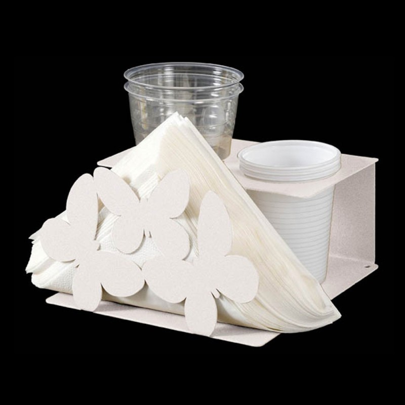 Arti e Mestieri - set tavola farfalle bianco