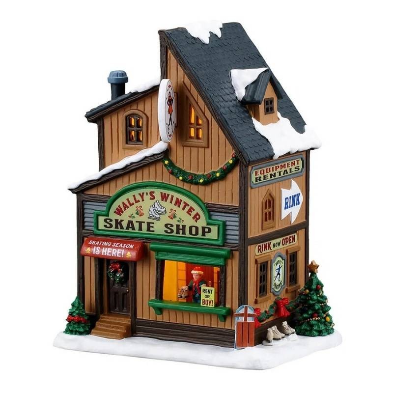 Lemax Wally’s Winter Skate Shop - Bottega Invernale Illuminata in Porcellana