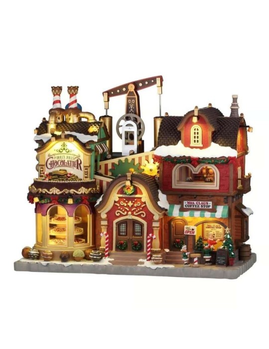 Lemax The Holly Jolly Chocolatier & Mrs. Claus Coffee Shop - Scena Animata con Luci e Suoni