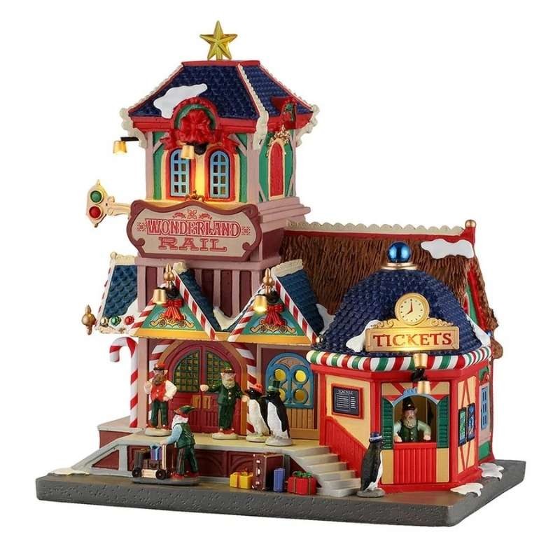 Lemax Wonderland Rail - Edificio Illuminato con Luci Interne ed Esterne