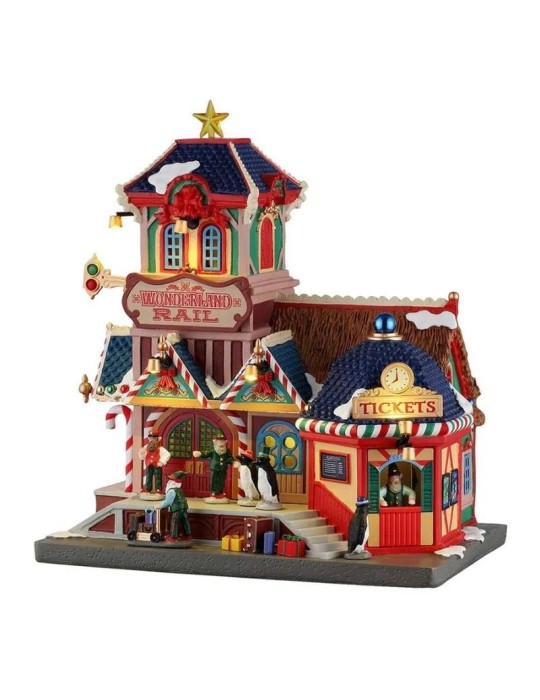 Lemax Wonderland Rail - Edificio Illuminato con Luci Interne ed Esterne