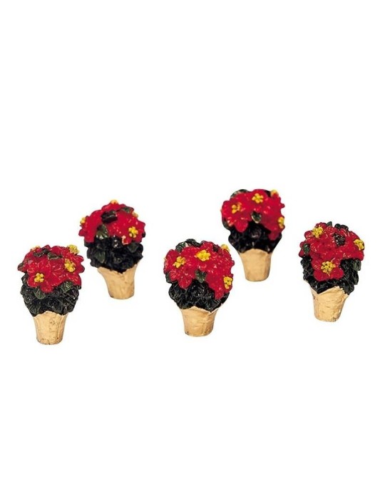 Lemax Poinsettias Set of 5 - Set 5 Stelle di Natale Decorative General Products 34970