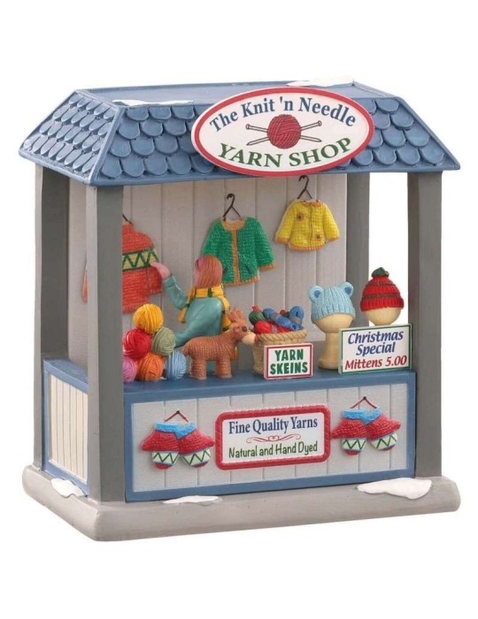 The Knit 'N Needle Yarn Shop Lemax - Scena Natalizia Illuminata in Poliresina | Collezione Caddington Village Cod. 14910