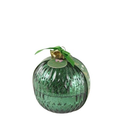 Candela Sfera di Natale in Vetro Verde con Nastro e...