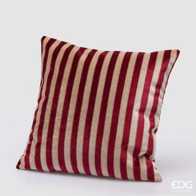 Cuscino Decorativo Quadrato a Righe Beige e Rosso 45x45...