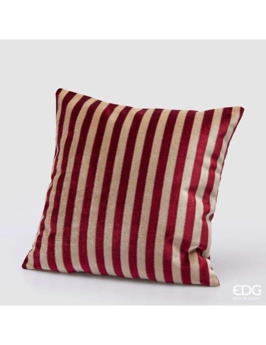 Cuscino Decorativo Quadrato a Righe Beige e Rosso 45x45 cm - EDG Enzo De Gasperi