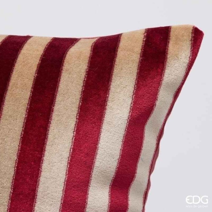 EDG Cuscino natalizio a righe beige e rosso 45 × 45 cm