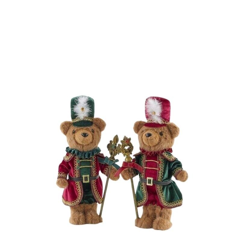 Schiaccianoci Soldatino Orso Natalizio H 40 cm - EDG Enzo De Gasperi (Varianti Disponibili: Cappellino Rosso o Cappellino Verde)