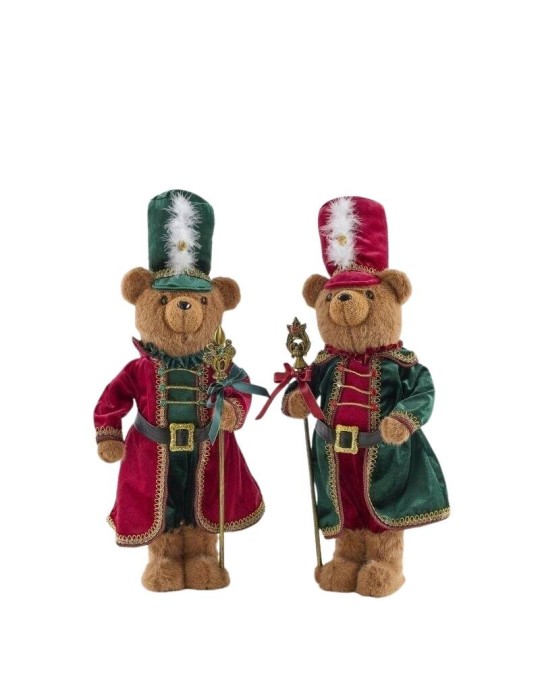 Schiaccianoci Soldatino Orso Natalizio H 60 cm - EDG Enzo De Gasperi (Cappellino Rosso o Cappellino Verde)