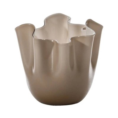 Vaso Fazzoletto Venini in Vetro di Murano Moka Sabbiato...