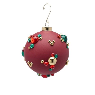Sfera Natalizia Grande in Vetro Rosso Satinato con Decori...