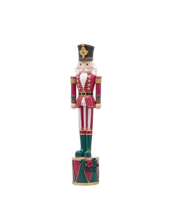 Soldatino Schiaccianoci Natalizio su Base a Tamburo H 92 cm in Poliresina - EDG Enzo De Gasperi (Ø 20 cm)