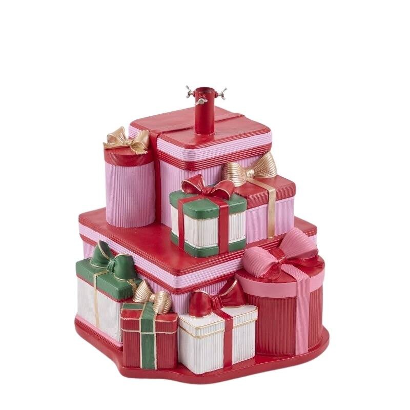 Base Copripiede per Albero di Natale con Pacchi Regalo Sovrapposti H 50 cm in Poliresina - EDG Enzo De Gasperi (54x54 cm)