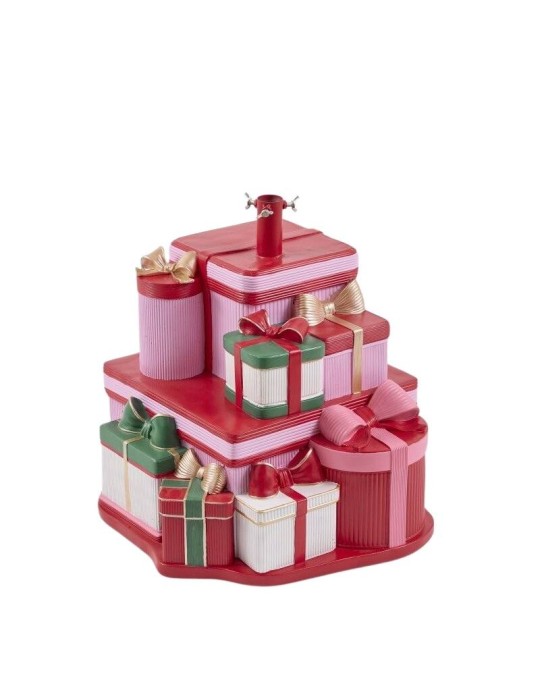 Base Copripiede per Albero di Natale con Pacchi Regalo Sovrapposti H 50 cm in Poliresina - EDG Enzo De Gasperi (54x54 cm)