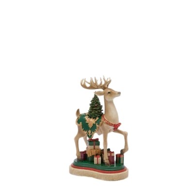 Decoro Scultoreo Renna Natalizia con Albero di Pino e...