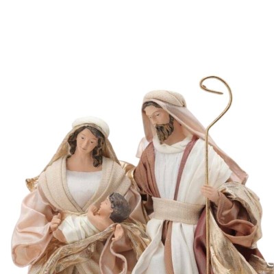 Natività Lord Sacra Famiglia con Base in Resina e Stoffa... 2