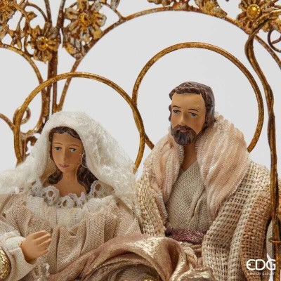 Natività Sacra Famiglia su Piedistallo con Arco Floreale... 2