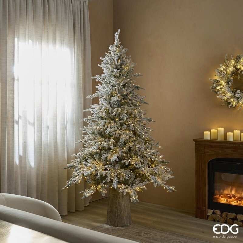 Albero di Natale Pino Cortina Innevato H 210 cm con 2500 Mini LED Integrati - EDG Enzo De Gasperi (Ø 148 cm)