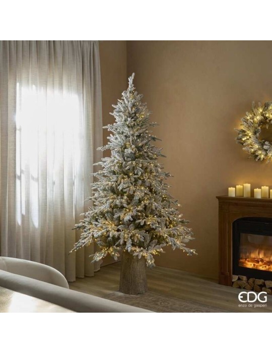 Albero di Natale Pino Cortina Innevato H 210 cm con 2500 Mini LED Integrati - EDG Enzo De Gasperi (Ø 148 cm)