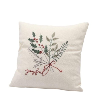 Cuscino Quadrato 45x45 cm Bianco e Verde con Agrifoglio e...