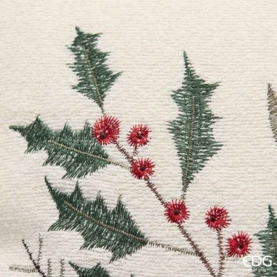 Cuscino Quadrato 45x45 cm Bianco e Verde con Agrifoglio e... 2