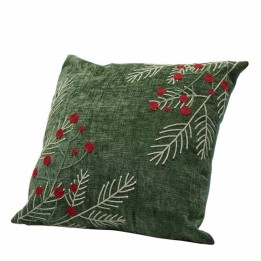 EDG Cuscino natalizio con bacche verde scuro 45 × 45 cm
