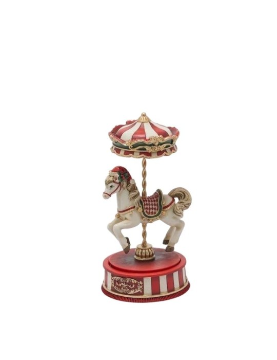 Carillon Natalizio Cavallo Giostra in Resina Decorata EDG Enzo De Gasperi – Ø 12 x H 24 cm