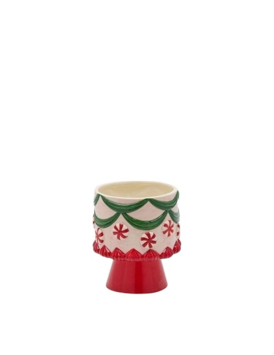 Vaso in Ceramica a Caramella con Supporto EDG Enzo De Gasperi – Rosa, Verde e Rosso – Ø 13 x H 15 cm
