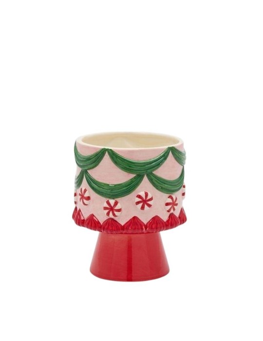 Vaso Grande in Ceramica a Caramella con Supporto EDG Enzo De Gasperi – Rosa, Verde e Rosso – Ø 18 x H 21 cm