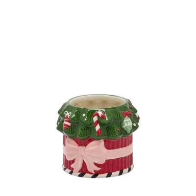 Vaso Natalizio in Ceramica Albero e Fiocco EDG Enzo De...