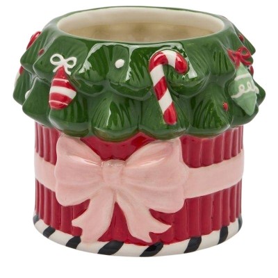 Vaso Natalizio in Ceramica Albero e Fiocco EDG Enzo De... 2