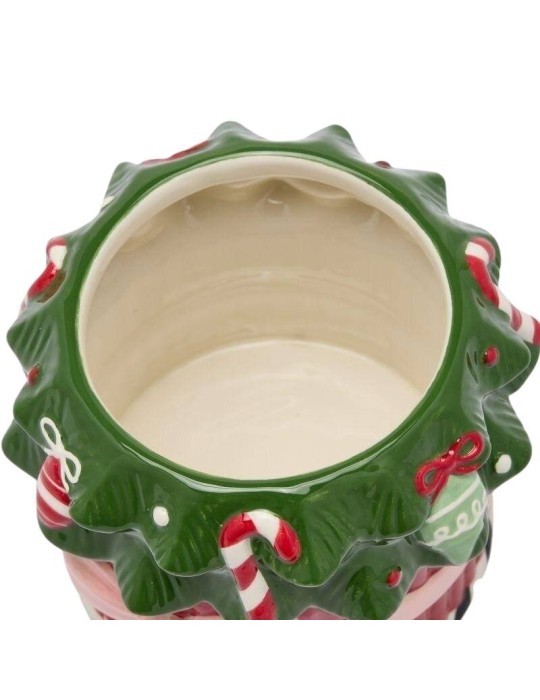 Vaso Natalizio in Ceramica Albero e Fiocco EDG...