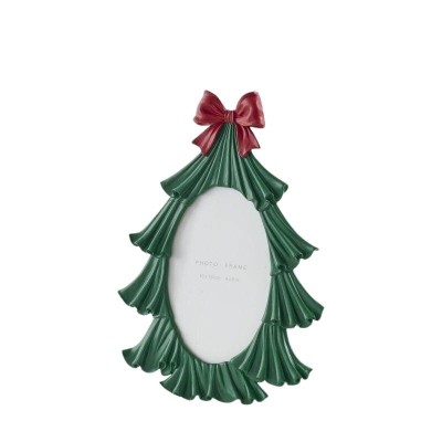 Cornice Portafoto ad Albero di Natale con Fiocco Verde...