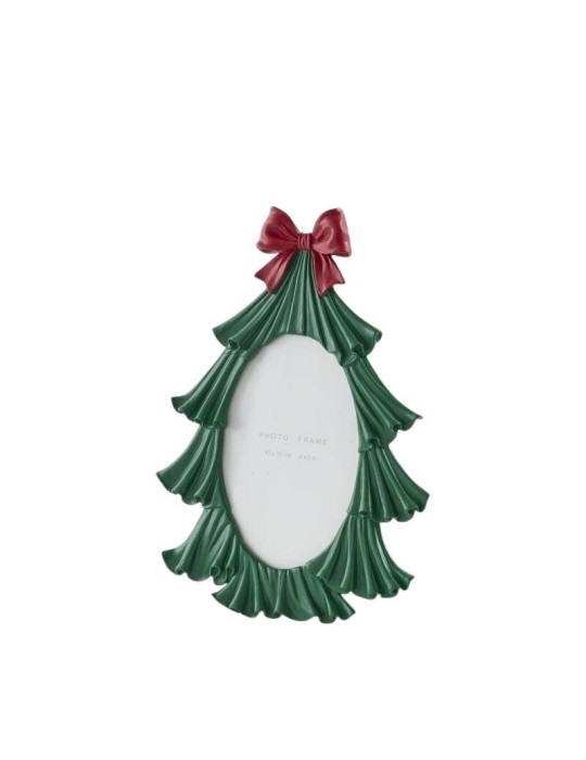 Cornice Portafoto ad Albero di Natale con Fiocco Verde EDG Enzo De Gasperi – 18,5 x 1,5 x H 25 cm